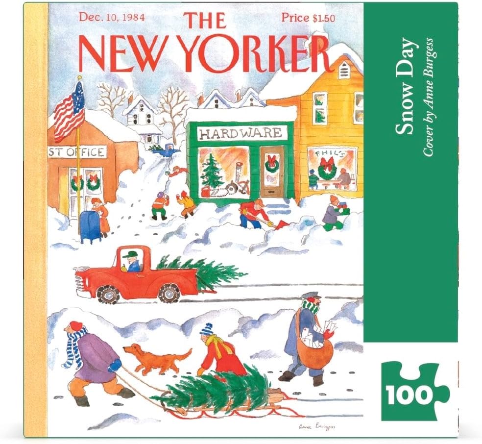 New York Puzzle Company - New Yorker Snow Day Mini - 100 Piece Jigsaw Puzzle for Family Game Nights by Anne Burgess