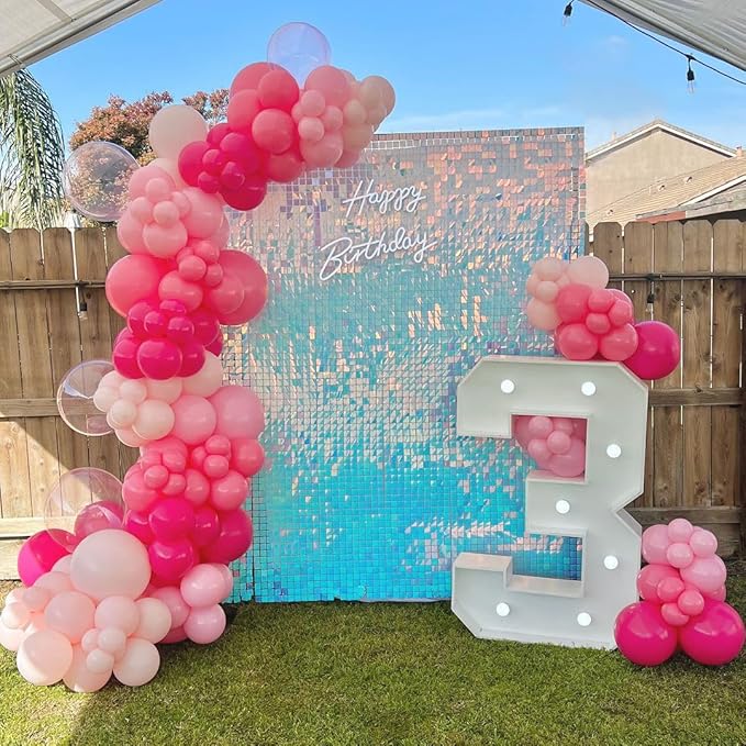 Pink Balloons Metallic Pink Balloon, 60Pcs 12Inch Chrome Deep Light Pearl Hot Pink Latex Balloons for Birthday,Wedding,Baby Shower,Galentines day Decorations