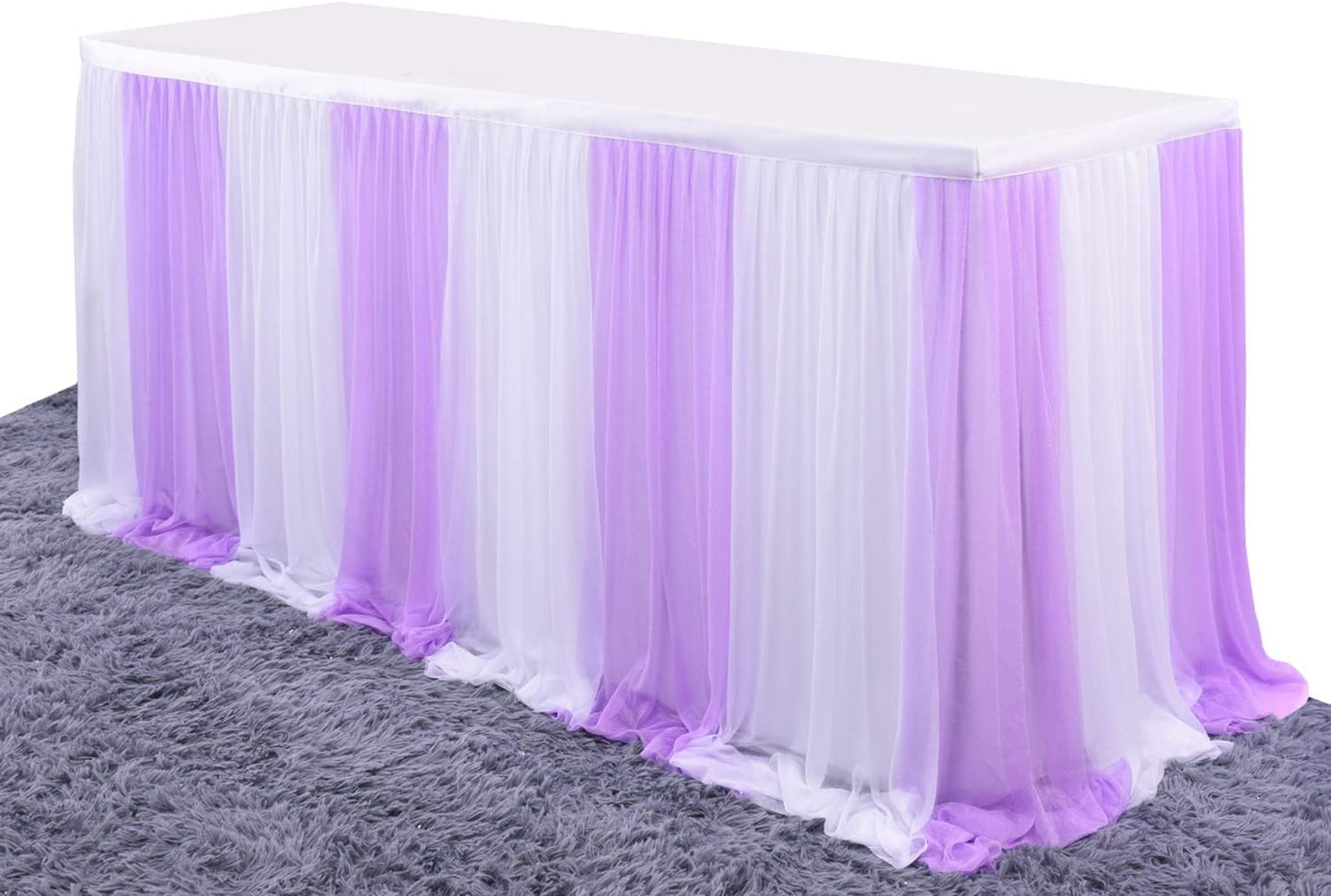 Suppromo 9ft Purple Tulle Table Skirts for Rectangle Tables or Round Tables Lavender Tutu Table Skirt for Wedding Baby Shower Birthday Party Table Decorations