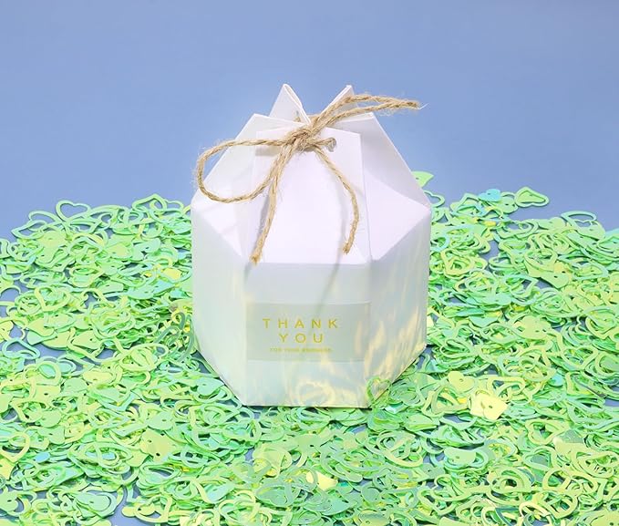 ONLYKXY 1200Pcs Love Heart Shaped Confetti, Table Wedding Decoration, Glitter Confetti for Wedding Party (Glitter Green)