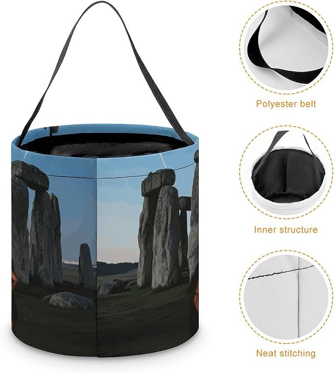 Halloween Candy Bucket - Stonehenge Starry Night Trick Or Treat Candy Bag, Gift Bag for Party Favor Supplies