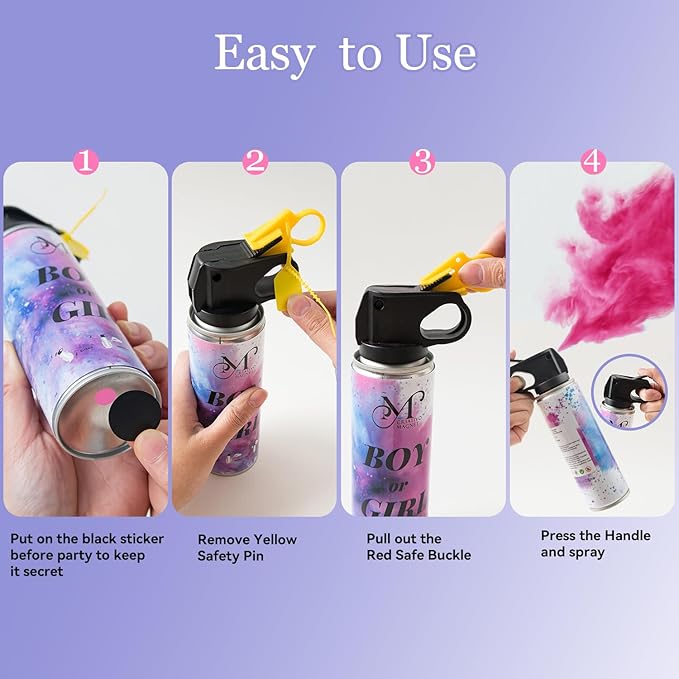 Gender Reveal Fire Extinguisher for Girls – 100% Biodegradable Baby Girl Reveal Party Decorations, Ideal for Exciting Gender Reveal Ideas (2PCS)