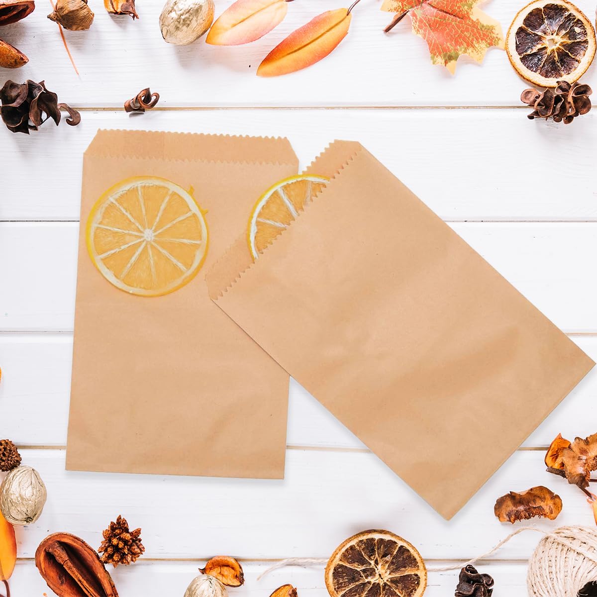 NICOHACU 200 Pack 4x6IN Brown Kraft Paper Bags, Mini Paper Bags, Gift Cards, Gift Candy, Cookies, Donuts, Party Favors, Sandwiches, Jewelry, Snack Bags, Flat Gift Bags, Envelopes,Tableware Bags