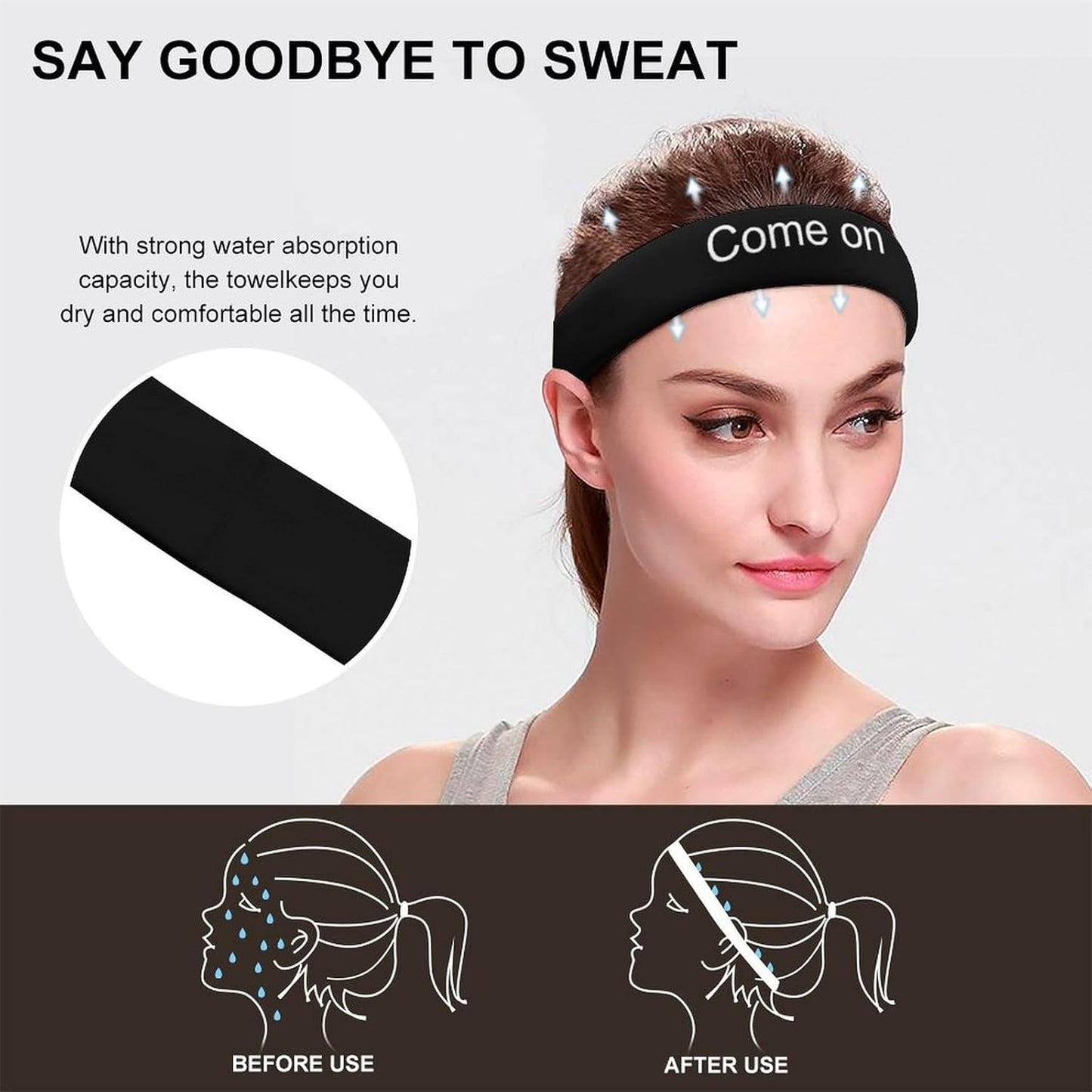 Custom Sweatbands for Men Women, Design Your Own Text Name Image Photo Personalized Sports Headbands