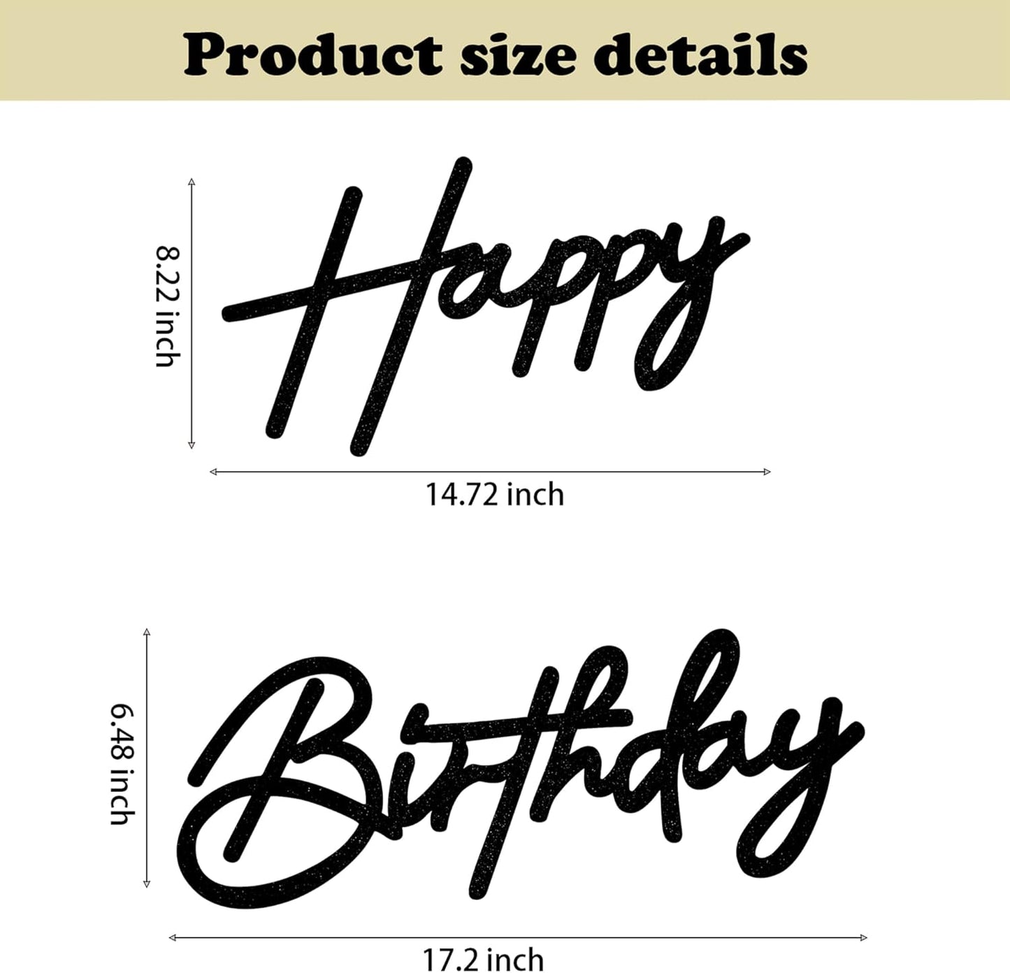 Happy Birthday Sign for Arch Backdrop - Felt Happy Birthday Letters Banner & Sign for Girls, Boys & Adults' Birthday Party Balloon Arch Decorations (Glitter Black)