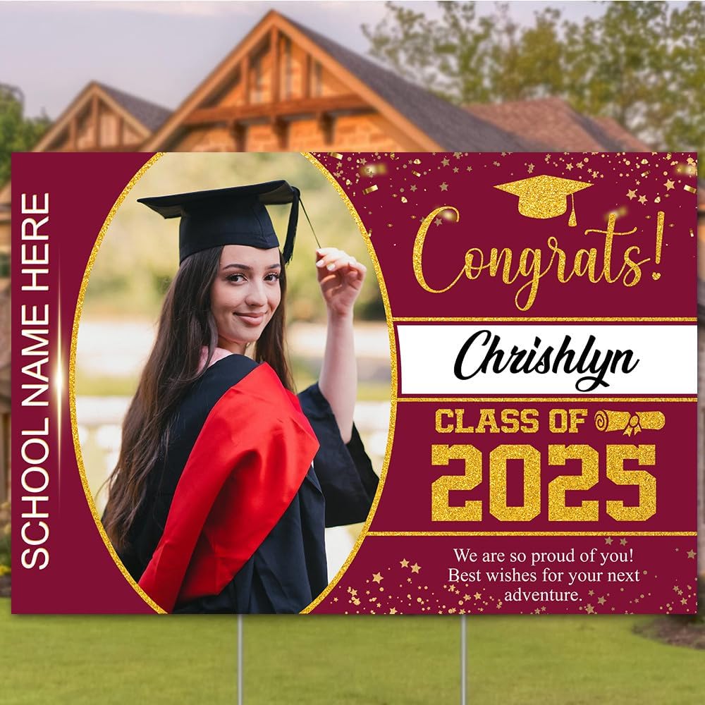 Personalized Graduation Yard Signs, Class of 2025 Sign, Graduation Senior Sign 2025, Graduate Yard Sign, Graduation Decorations Sign, High School Grad, College Graduation Sign #8