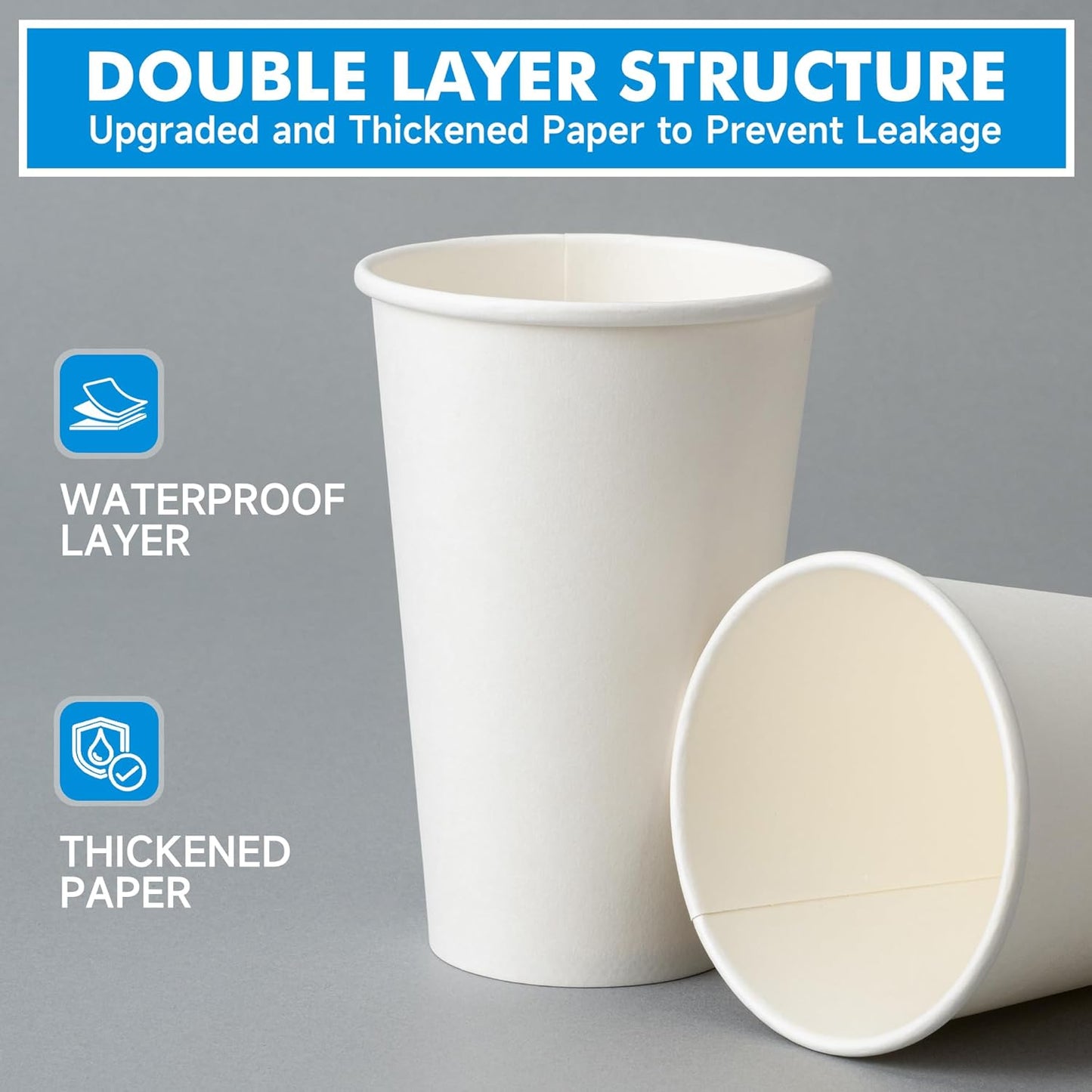 RACETOP Coffee Cups with Lids 16 oz 100 Pack, Disposable Paper Cups with Lids, To Go Hot Cups for Home/Office