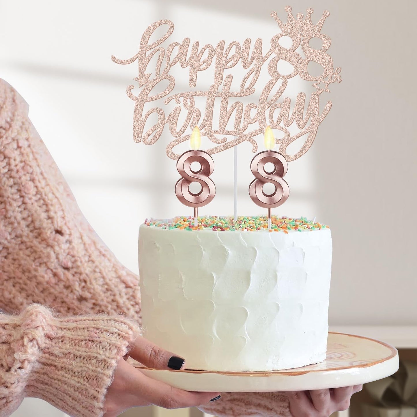88th Birthday Decorations for Women, Including Birthday Sash and Tiara, Cake Topper and Number Candles, 88 Year Old Gifts for Women