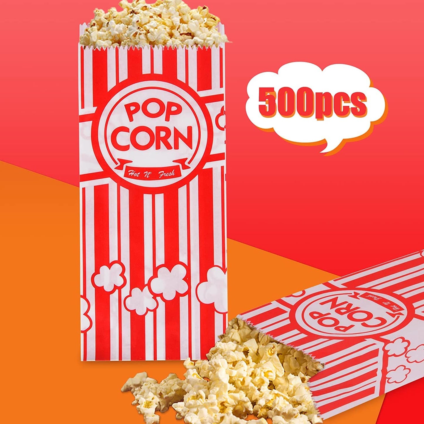 300 Pieces Paper Popcorn Bags, 1 oz Bags Individual Servings for Machine Maker Cart Supplies, Small Mini Pop Corn Bag Bulk Carnival Party