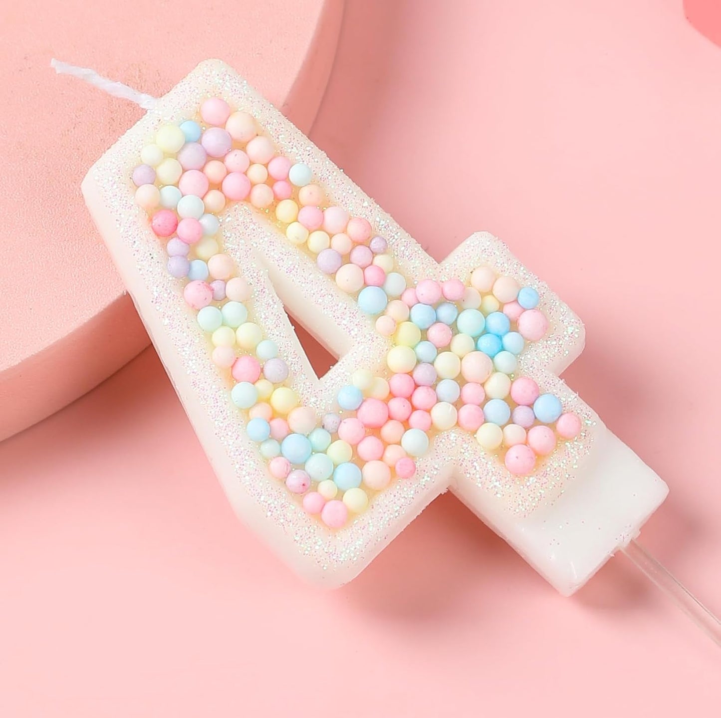 14th Birthday Candle Macaron Glitter 3D Pastel Number 14 Candles for Birthday Cakes Girl Women Sweet Theme Birthday Wedding Anniversary Party Cake Decoration