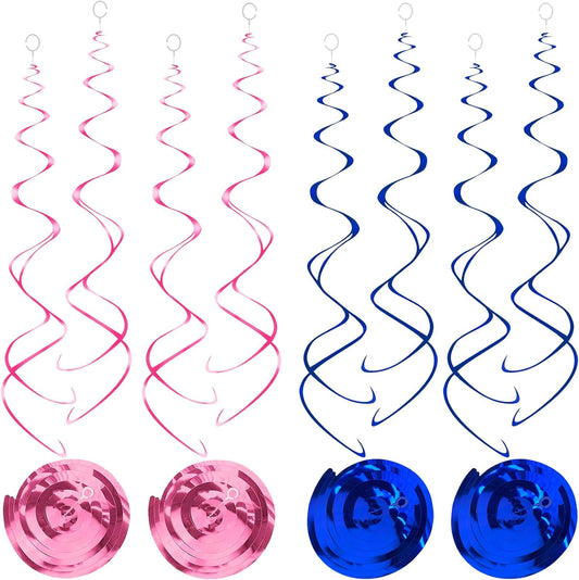 30pc Hanging Swirl Decorations Pink and Blue Swirl Streamers Party Decorations for Baby Shower, Birthday Party