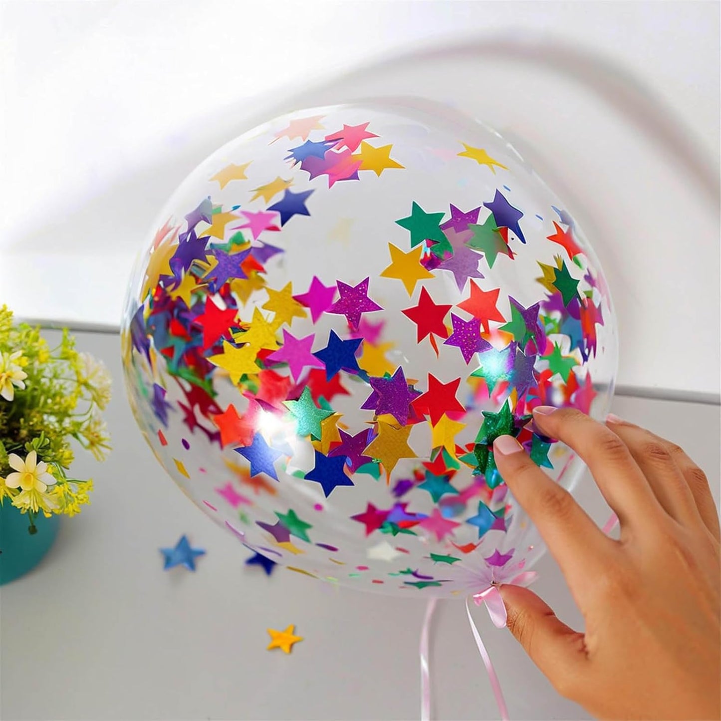 Rainbow Star Table Confetti: 0.59-Inch Metallic Star Foil Confetti for Weddings, Birthdays, and Party Star Decoration (2.12 oz, 1 Pack)