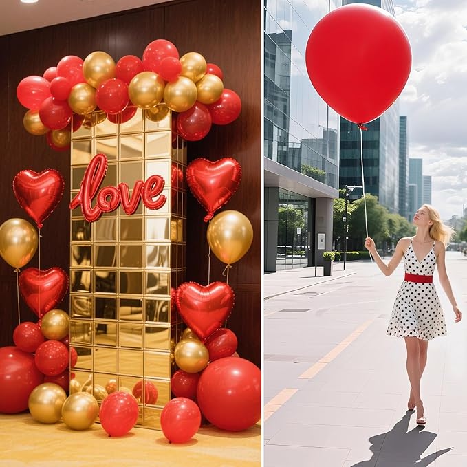 Red Balloons 12Inch, 100pcs Matte Latex Baloons, Party Ballons, globos rojos, Red Party Supplies, Birthday Balloon, 4th of July Balloons, Christmas Decorations, Bridal Shower Ideas, Valentines Decor
