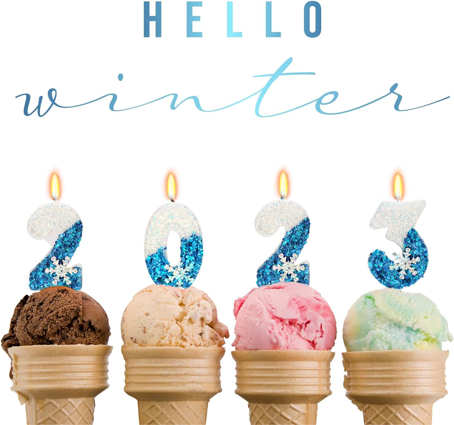 Snow Themed Birthday Candles, 1st Birthday Candle for Party Supplies, Winter Birthday Party Supplies, 2.76 inch Number 1 Cake Topper Decoration (Number 1)
