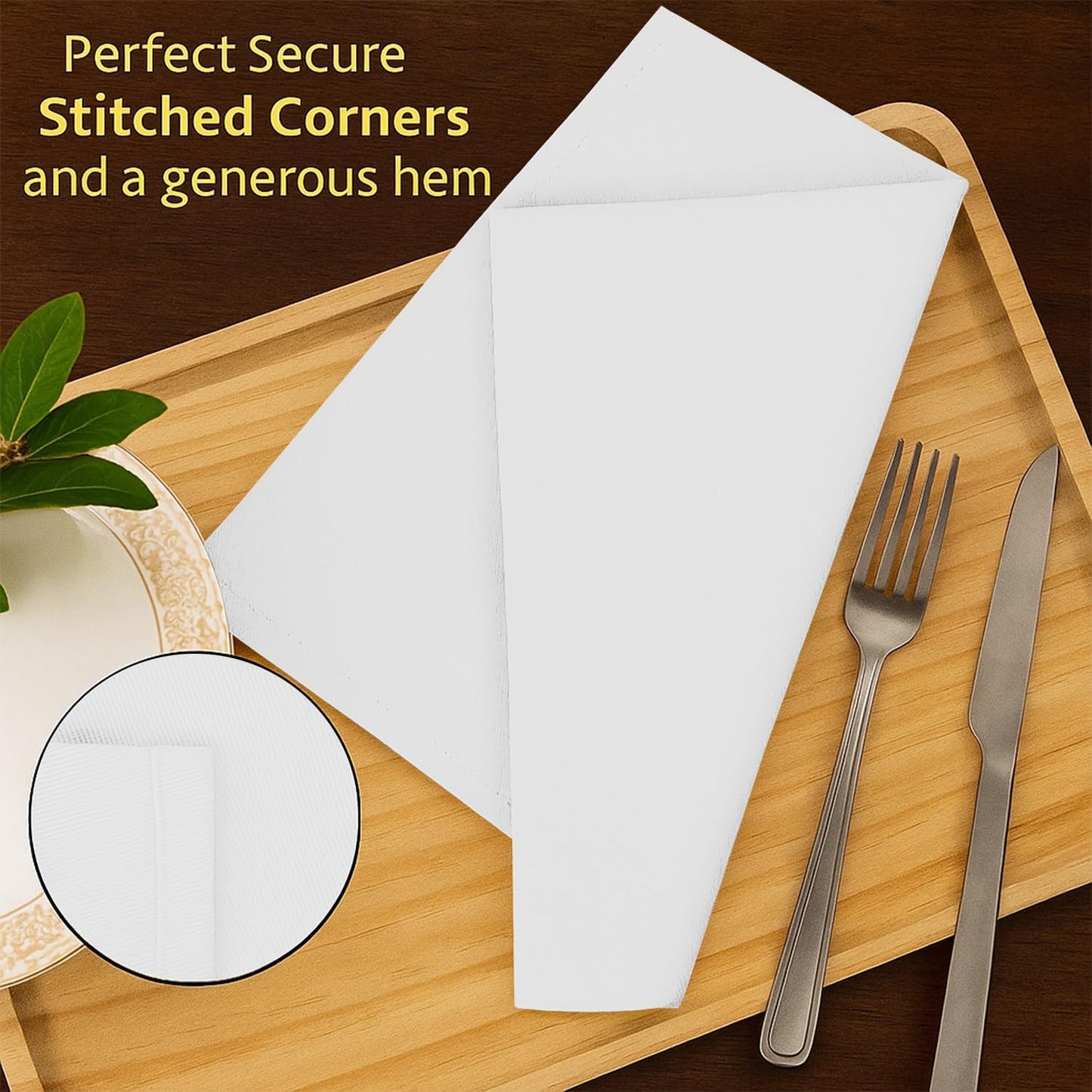 AMOUR INFINI Cotton Cloth Napkins Set of 12 - Soft Premium Dinner Napkins with Hemmed Edges, Hotel Quality 18x18 Inch for Home Dining, Table Decor (White)