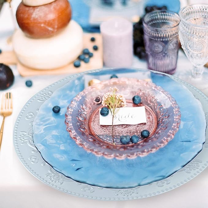 13-Inch Charger Plates, 6Pcs Dinner Plate Chargers Round Server Ware for Wedding, Party, Blue