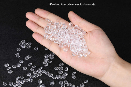 2000 pcs/Pack Wedding Table Scatter Confetti Crystals Acrylic Diamonds 8 mm Rhinestones for Wedding, Bridal Shower, Vase Beads Decorations (8mm, Rose red)