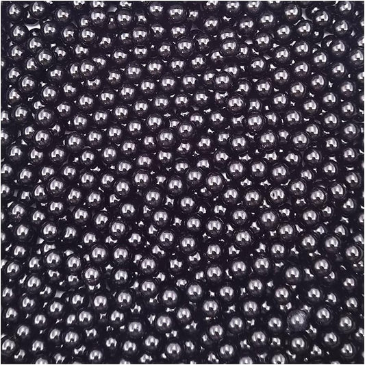 INSPIRELLE 10mm Black Undrilled ABS Art Faux Pearls for Vase Fillers, 580pcs No Hole Makeup Beads to Hold Brush Eyeliner, Imitation Round Pearl Beads for Table Scatter Home Wedding Decoration