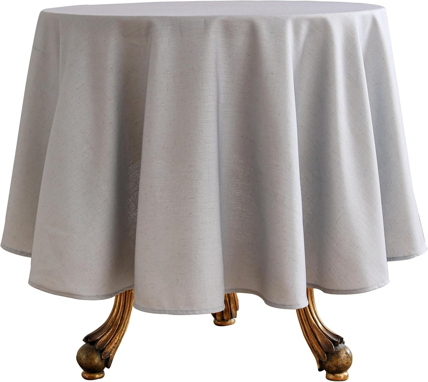 ISAENNE Silver Tablecloth for Round Tables,Linen Table Cloth Solid Color Plain Simplicity,Heavy Durable Table Cover for Dining Kitchen Decor Party Banquet, Diameter 55"