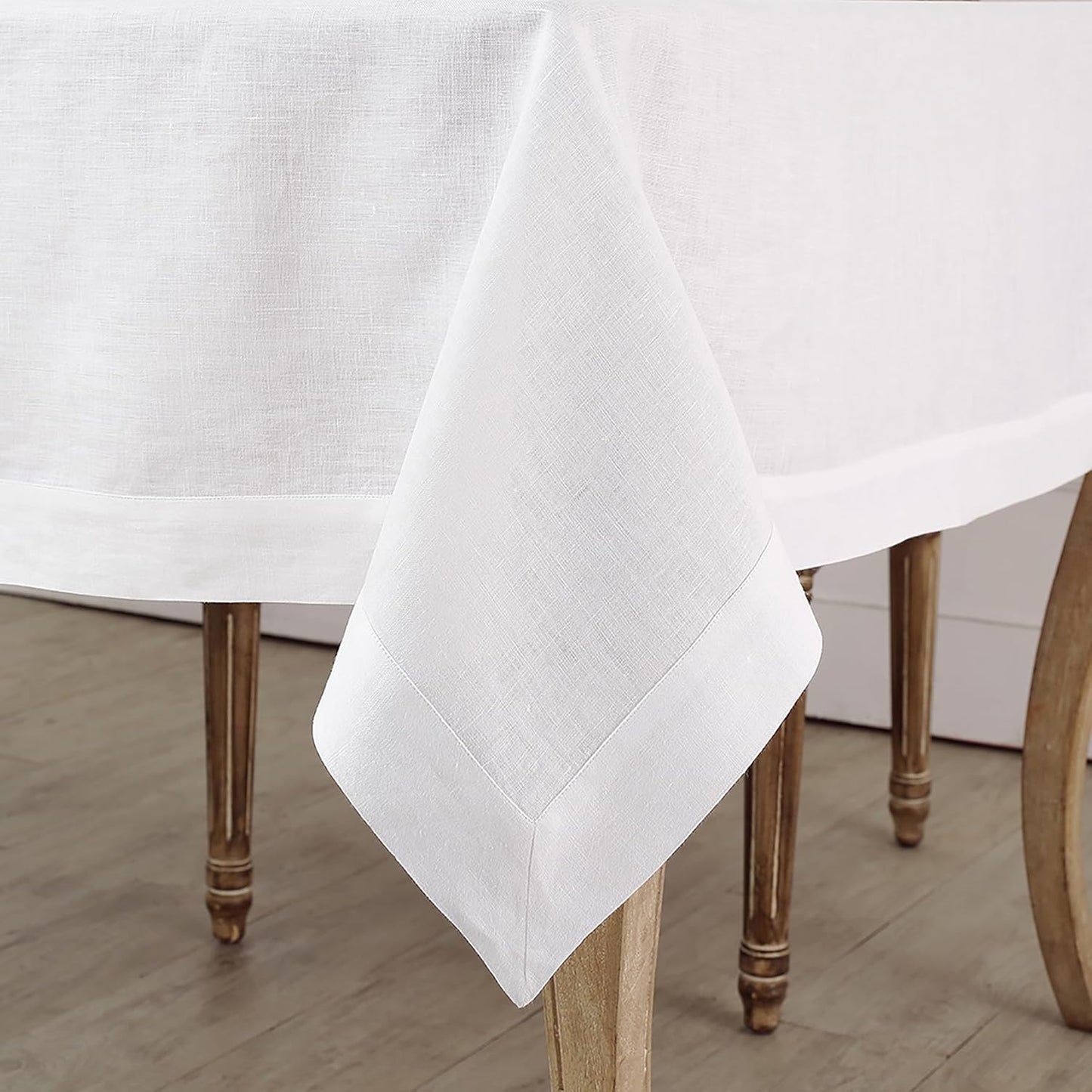 Solino Home White Linen Tablecloth 60 x 156 Inch - 100% Pure Linen Table Cloth for Rectangle Tables - Fete, Machine Washable Tablecloth for Christmas, Fall, Autumn, Halloween, Thanksgiving