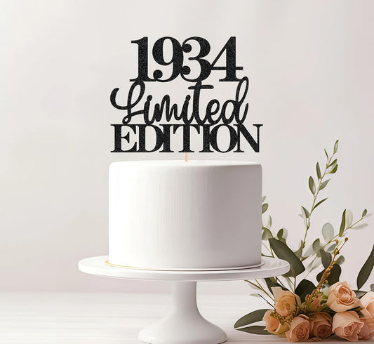 Limited EDITION 1934 Cake Topper - Black Glitter Happy 91st Birthday Party Cake Decoration Supplies, Cheer to 91 Years Cake Bunting Decor for 91st Birthday Party Photo Booth Props