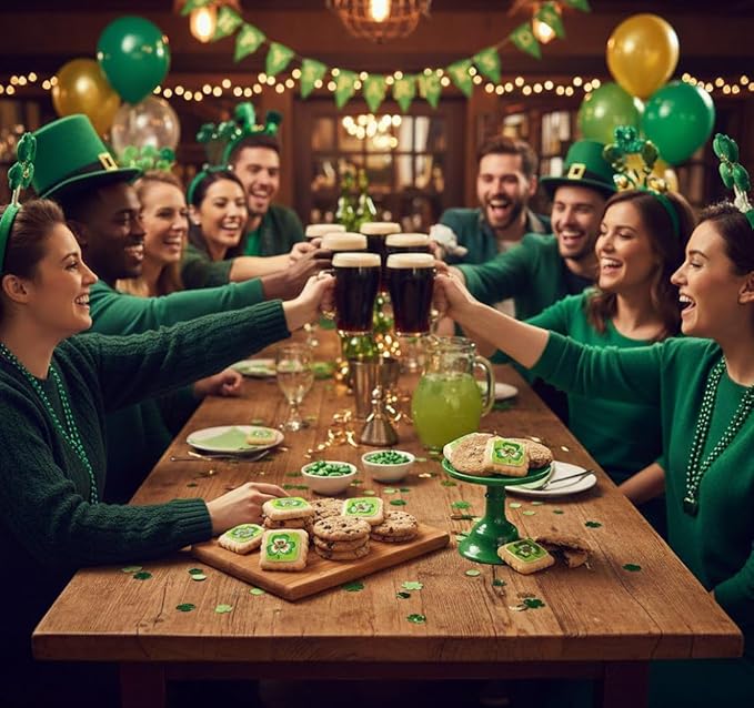 St Patrick's Day Cookies Assortment Gift Basket Chocolate Chip Cookies Fudge Filled For Men Women Kids | INDIVIDUALLY WRAPPED | Large Cookies | Shamrock Cookie Care package