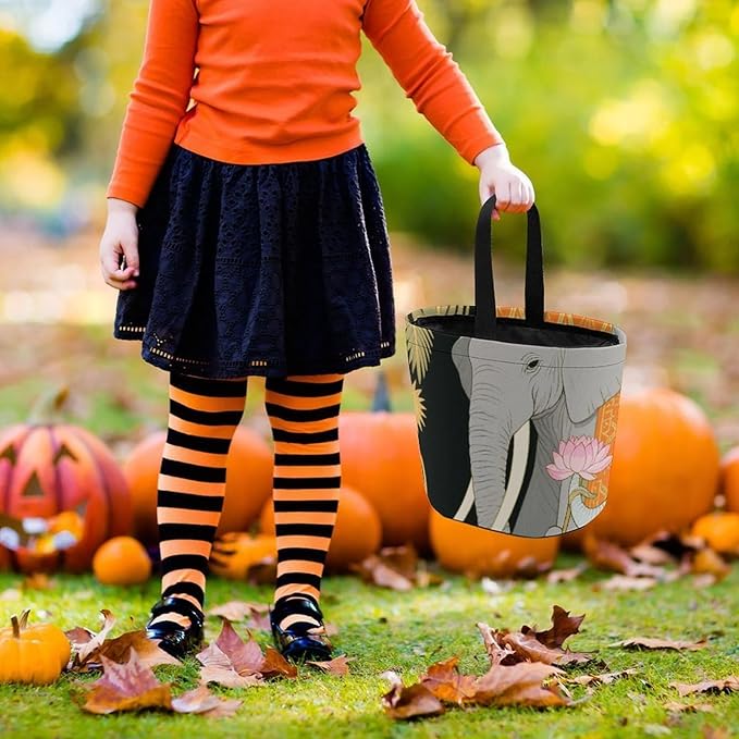 Halloween Candy Bucket - Elephant And Young Elephant Trick Or Treat Candy Bag, Gift Bag for Party Favor Supplies