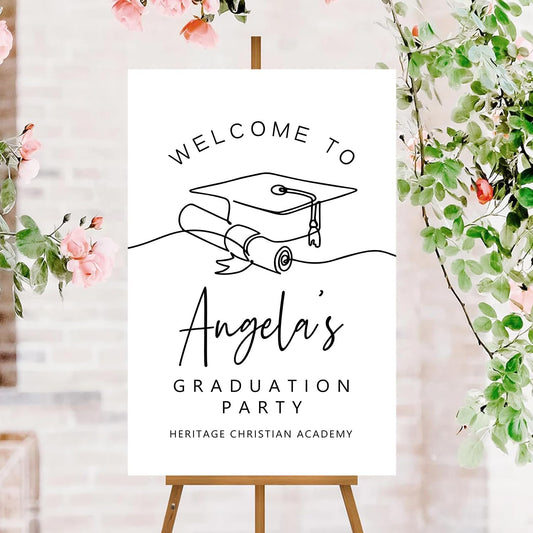 Personalized Senior High School College Graduation Sign, Modern Minimalist Graduation Party Welcome Sign 2025, Class of 2025 Banner, Class of 2025 Decor