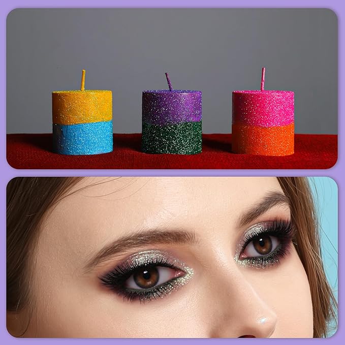 LEOBRO Fine Glitter, 24 Colors Iridescent Glitter for Crafts, Resin, Nail Body, DIY Party Decorations