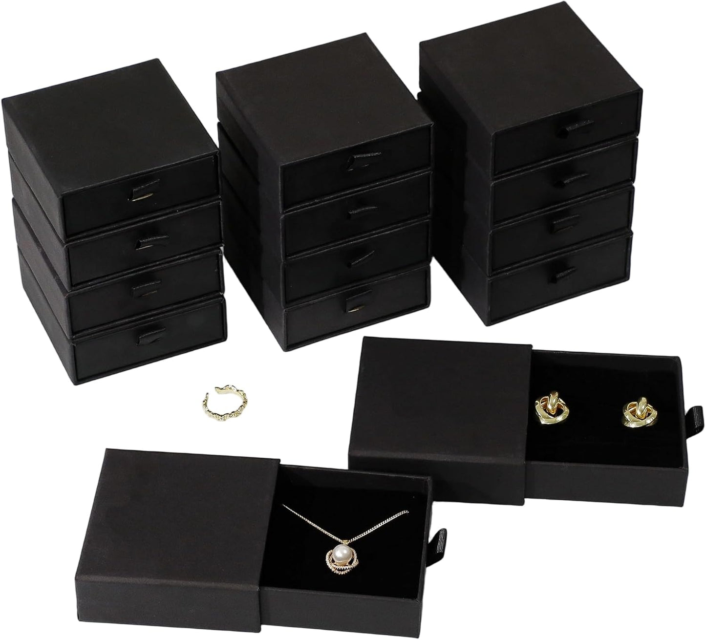 40Pcs Black Small Jewelry Boxes 3.54×3.54×1.26in Cardboard Jewelry Gift Boxes Jewelry Packaging for Small Business for Necklace Ring Bracelet Earring Display Box
