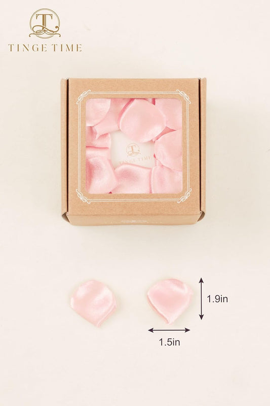 TINGE TIME 300pcs Silk Rose Petals Blush Pink Heart Flower Petals for Wedding Flower Girl Basket Aisle Scatter Dinner Table Centerpieces Party Confetti Bridal Shower Romantic Night Decoration