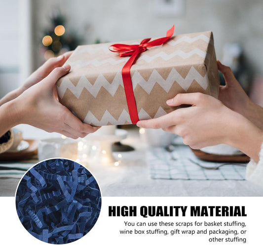 ZEBMOON 2 LB Navy Blue Crinkle Cut Paper Shred Filler Great for Gift Wrapping, Basket Filling, Birthday, Wedding, Halloween, Thanksgiving, Christmas Day, New Year Party Decorations Filling Supplies