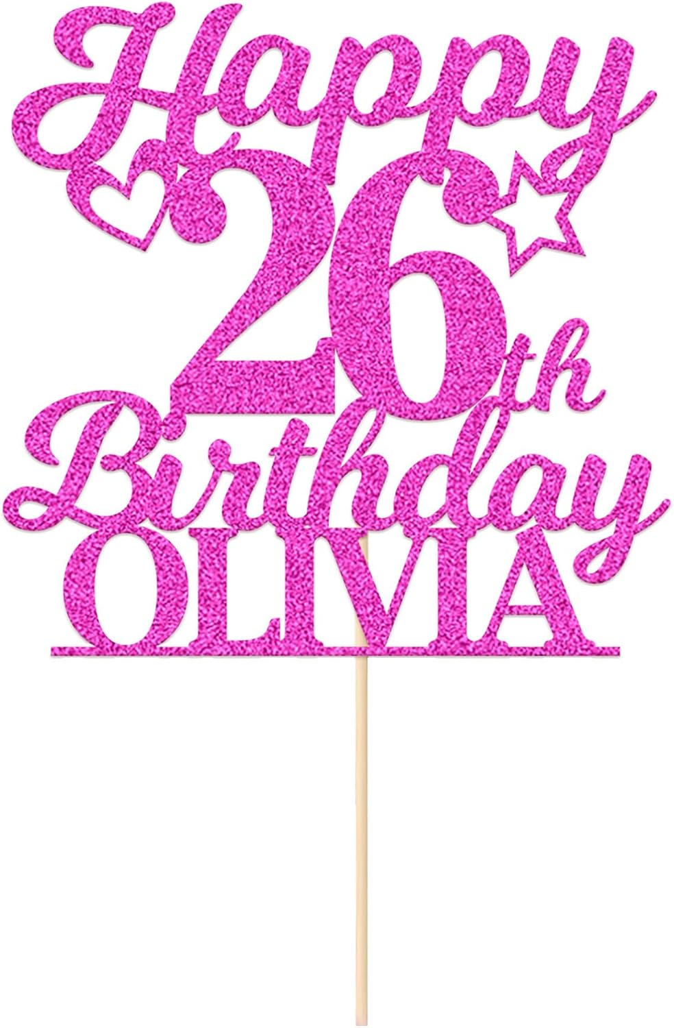 Personalized Happy Birthday Cake Toppers Birthday Cake Topper Gifts for Women Men Custom Glitter Cake Toppers with Any Name & Age for 18th 21st 30th 40th 50th 60th Cake Decorations (Pink)