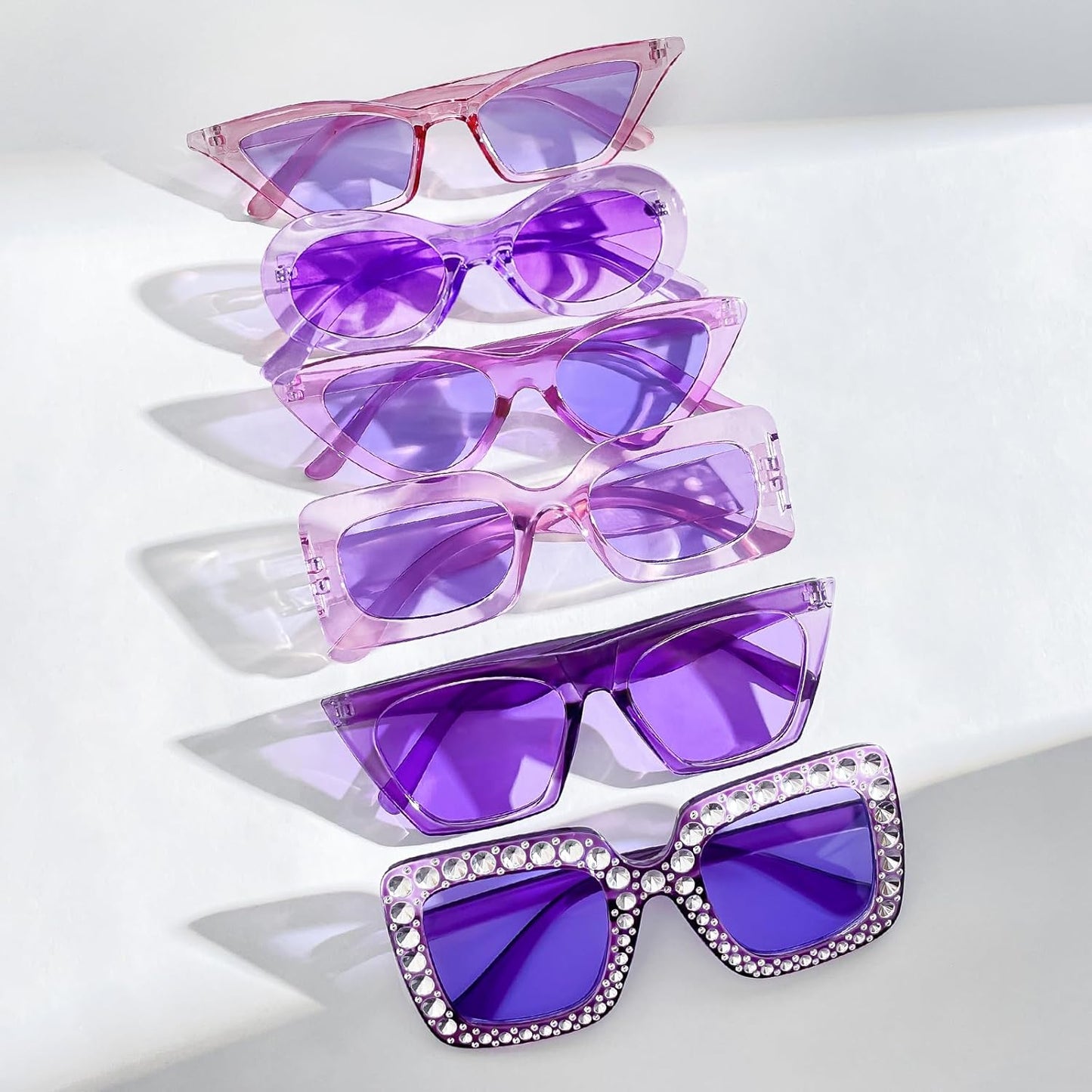 8 Mixed Style Party Sunglasses Retro Colored Party Favors Bulk Classic Costume Glasses for Women