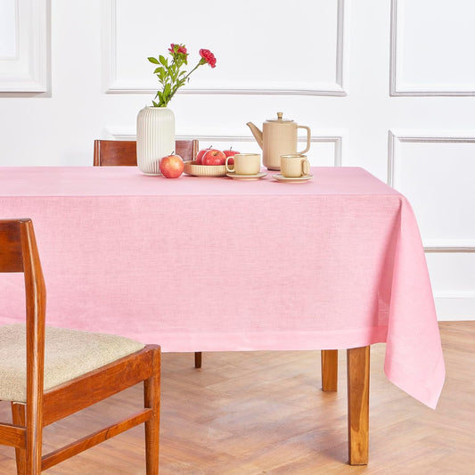 Solino Home Linen Tablecloth for Rectangle Tables 60 x 132 Inch - 100% Pure Linen Pink Lemonade Table Cloth - Fete, Machine Washable Cloth Tablecloth for Halloween