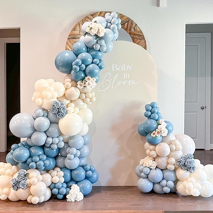 Dusty Blue Balloons 12 inch, Slate Blue Balloons 50pcs for Bridal Shower Gender Reveal Baby Shower Birthday Party Decorations
