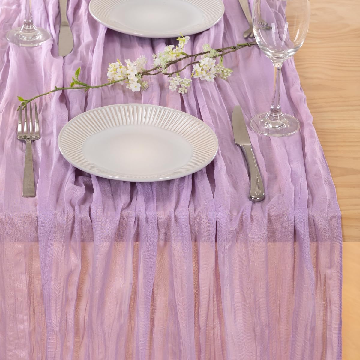 MLMC 12 Pack Lilac Purple Table Runner 10ft Rustic Gauze Lavender Cheese Cloth Table Runner 35x120 Inches for Fall Romantic Wedding Bridal Shower Baby Shower Birthday Decor