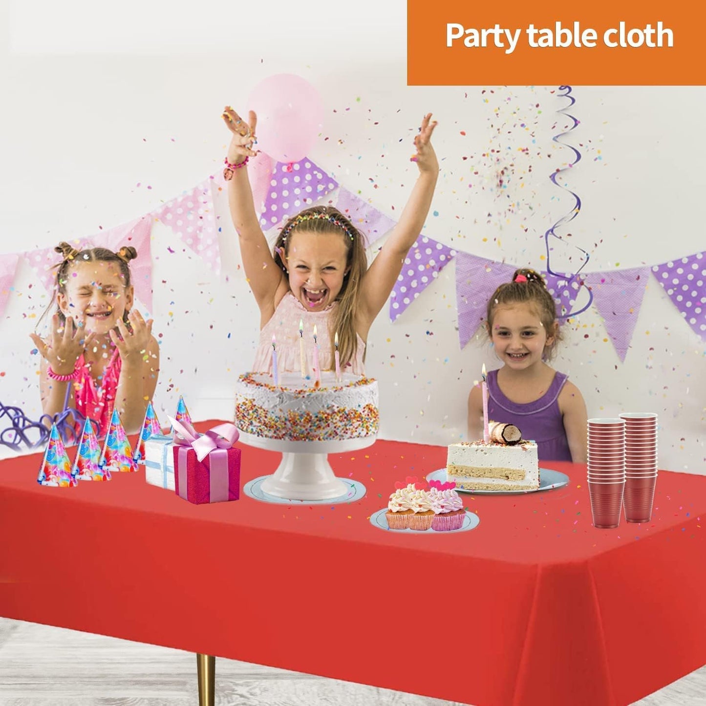 Orange Disposable Plastic Tablecloth for Rectangle Tables (48 Pack) Premium Decorative Table Cloths for Parties, Events & Weddings, Indoors & Outdoors, 54 x 108 inches