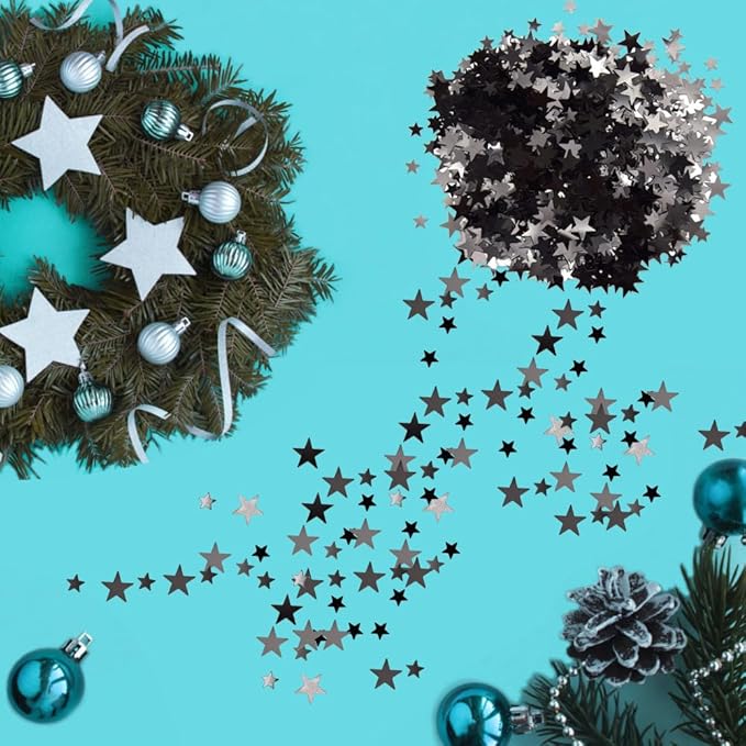 Ruidee 60g Star Confetti Metallic Foil Stars Table Confetti Metallic Foil Stars Sequin for Halloween Birthday Wedding Festival Party DIY(ZX/Black)