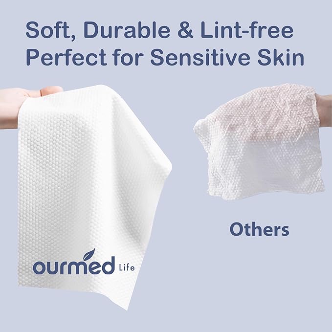 Ourmed Life Compressed Towel Tablets, Individually Wrapped Disposable Face Towels, Quick-Expand with Water, Soft & Lint-Free, 12"x10" Travel Washcloths for Camping,Hiking & Backpacking (100 Count)