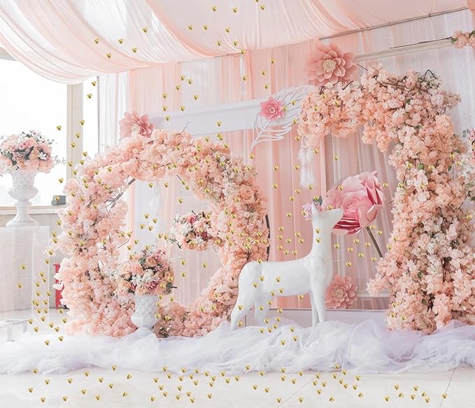 ONLYKXY 200Pcs 3.5cm Big Sponge Confetti Decor Glitter Flower Heart Shape Petals Table Decoration for Wedding Party Valentine's Day Scatter Ponge Petal Confetti (Golden)