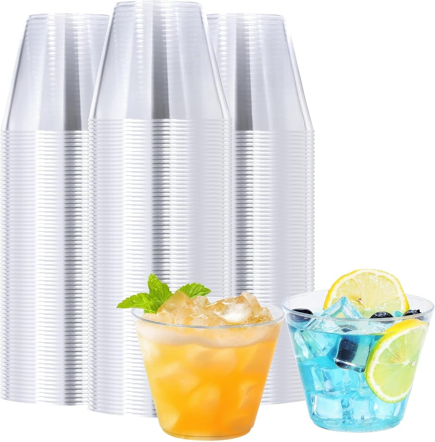300 Pack 9 oz Clear Disposable Plastic Cups, Clear Plastic Cups Tumblers Cocktail Glasses, Disposable For Holiday, Wedding, Party