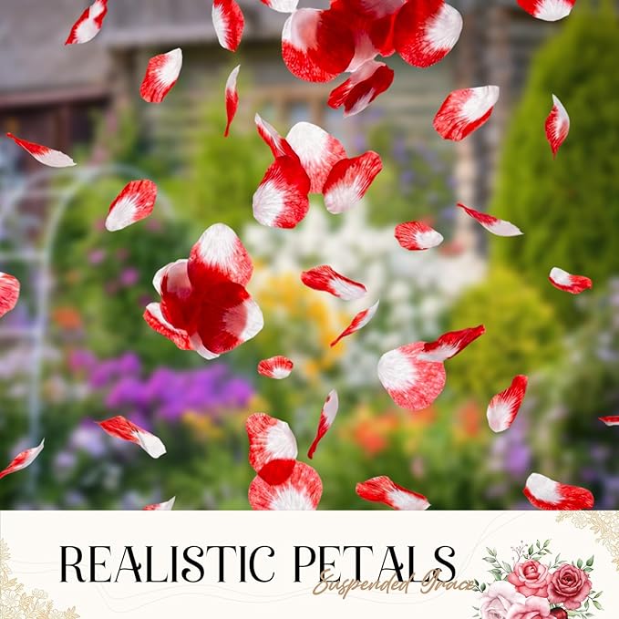 Rose Petal Confetti Cannon 12 Pack, 12" Biodegradable Red Flower Petal Party Poppers for Wedding Aisle, Proposal, Engagement, Anniversary & Bridal Shower Celebrations