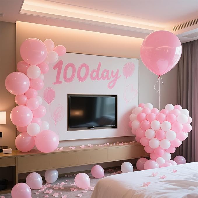 Pink Balloons Birthday Decorations, 100pcs Latex Balloon Arch Kit for Valentines Day Decorations, Princess Birthday Decorations, Bachelorette Party Favors, Gender Reveal Party Supplies