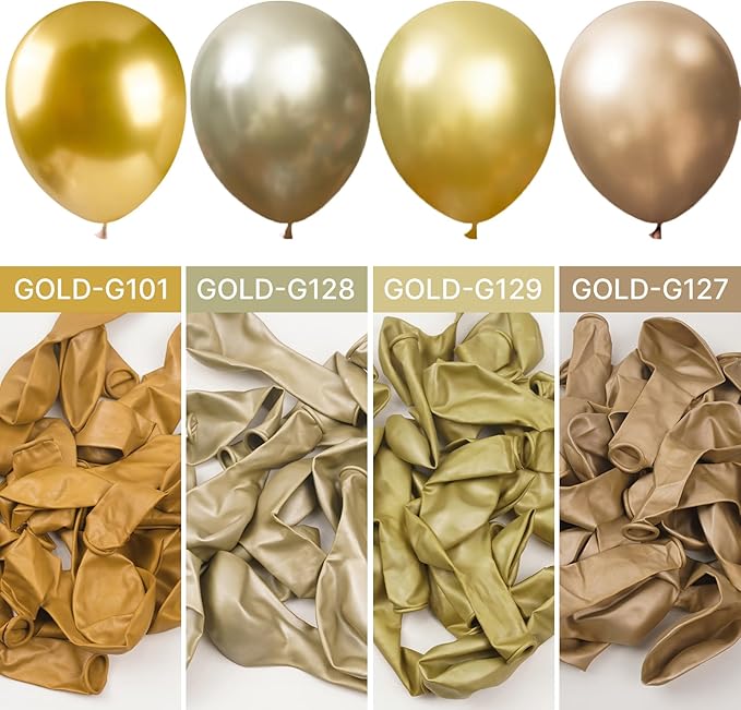 PartyWoo Metallic Gold Balloons, 85 pcs Gold Metallic Balloons Different Sizes Pack of 18 Inch 12 Inch 10 Inch 5 Inch Gold Balloons for Balloon Garland or Balloon Arch as Party Decorations, Gold-G101