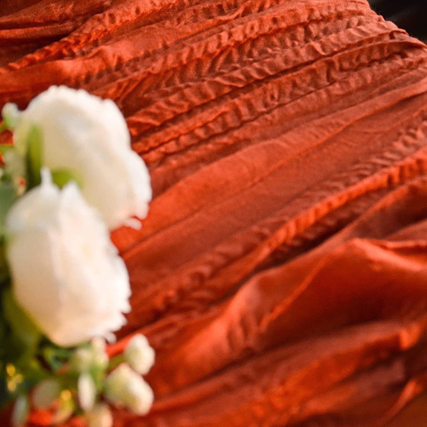 FEXIA 6 Pack Terracotta Table Runner 35x120 Inches Rust Cheesecloth Table Runner Rustic Burnt Orange Gauze for Boho Wedding Decor Reception Bridal Shower Centerpiece Engagement (Terracotta)