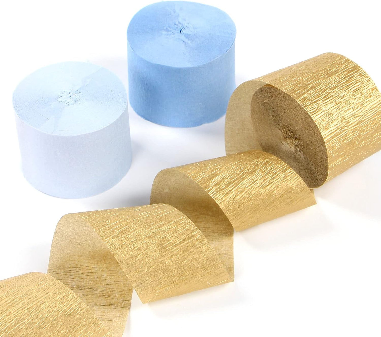 Light-Dusty Blue Gold Party-Decorations Streamers - 9 Rolls Birthday Baby Bridal Shower Wedding Crepe Tissue Paper Streamer Bachelorette Engagement Garland Decor Panduola