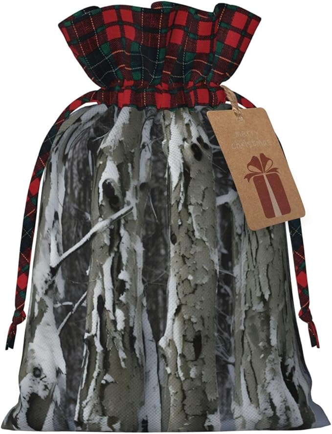 PULaif Cold Tree Camouflage Christmas Drawstring Gift Bags, Large Size Christmas Bags For Gifts Party Favors, Xmas Gift Bags