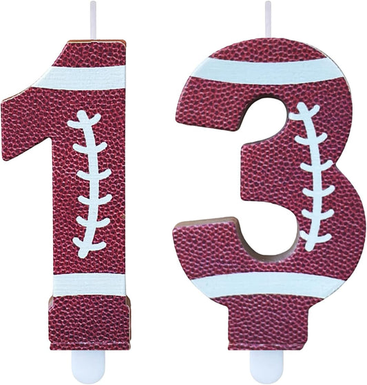 Football Birthday Number Candles for Cake Brown Number 13 Candle Football Cake Topper Cupcake Topper for Football Birthday Party Decorations Supplies Favors