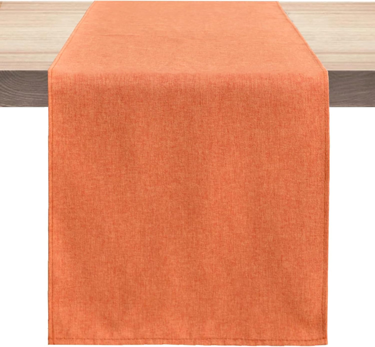 Table Runner 13 x 90 Inches Long, Cotton Linen Farmhouse Style Grey Table Linen for Kitchen Dining Coffee Table Parties Wedding Home Decor (Fall-Orange, 13” x 90”)